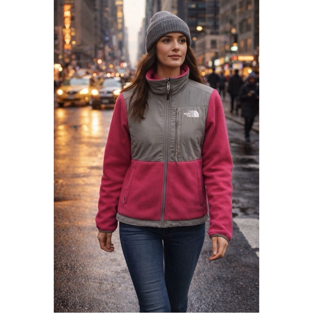 The‎ North Face Pink Denali Fleece Pink/Grey Jacket Women Size Lg MSRP $179 J28